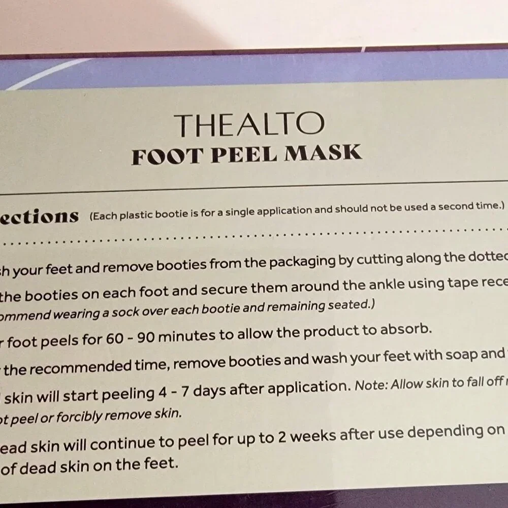Thealto Lavender Foot Peel Mask 5 Pair New in Box Giftable